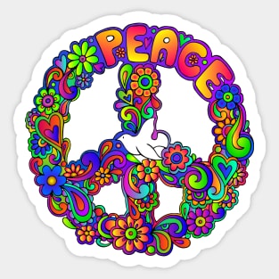 Tie Dye Flower Power Peace Sign Sticker